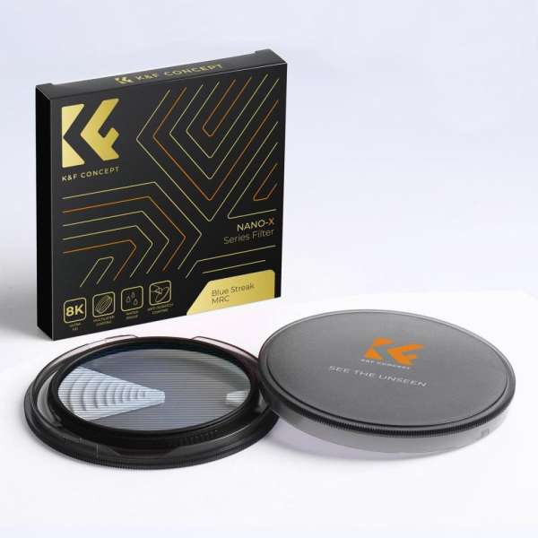 K&F Concept NANO-X series, Blue Streak szűrő, vízlepergető, karcálló, zöld bevonat, 82mm