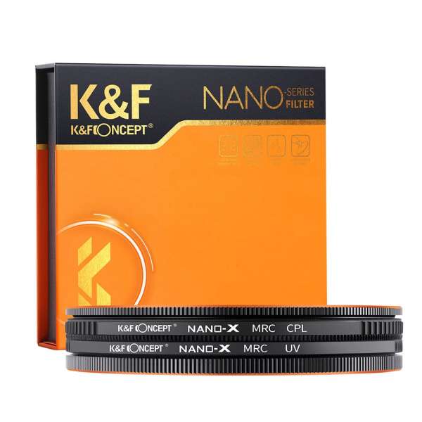 K&F Concept NANO-X series, MCUV + CPL szűrő, vízlepergető, karcálló, fém objektívsapka + tok, 62mm