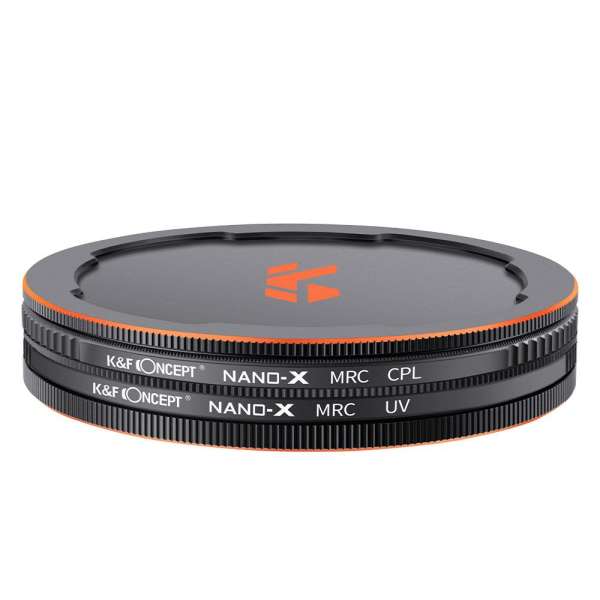 K&F Concept NANO-X series, MCUV + CPL szűrő, vízlepergető, karcálló, fém objektívsapka + tok, 77mm