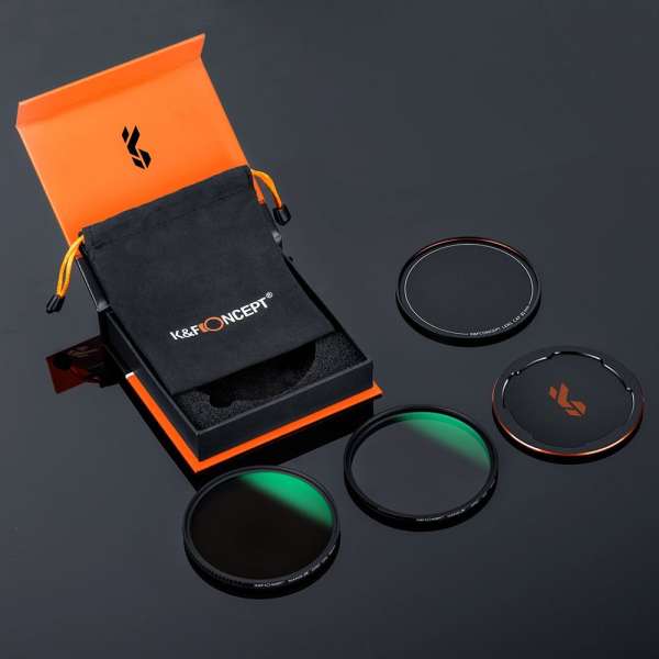 K&F Concept NANO-X series, MCUV + CPL szűrő, vízlepergető, karcálló, fém objektívsapka + tok, 82mm