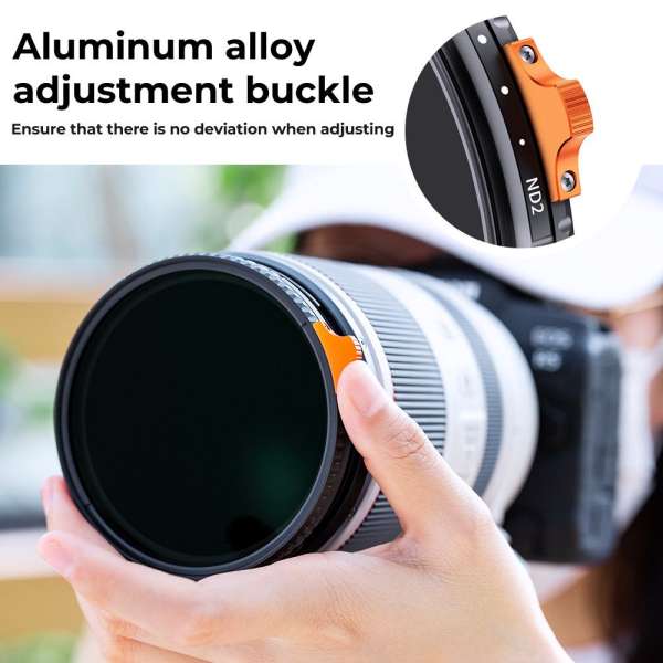 K&F Concept NANO-X Slim, HD, VARIO ND 2-400 változtatható szürkeszűrő, vízlepergető, karcálló, 67mm