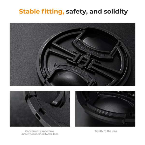 K&F Concept objektívvédő sapka zsinórral + törlőkendő, 55mm