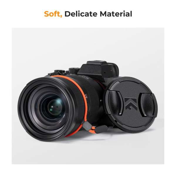 K&F Concept objektívvédő sapka zsinórral + törlőkendő, 55mm