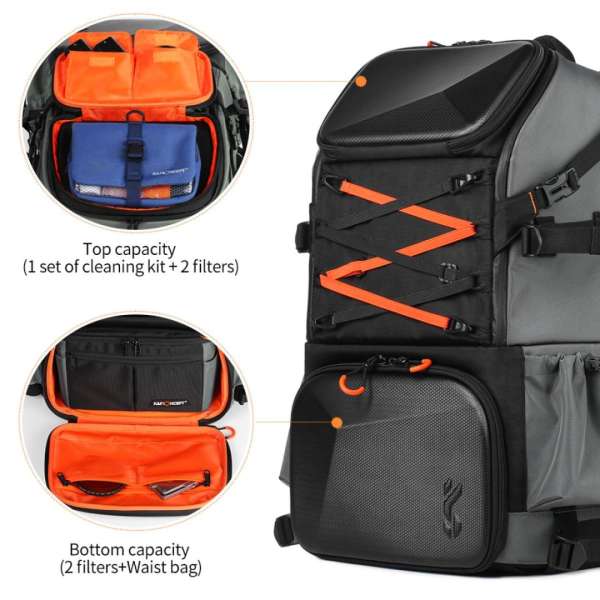 K&F Concept Pro Large Camera Backpack 17" 32L Waterproof Black/Orange