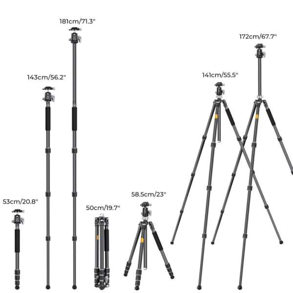 K&F Concept Professional Camera Tripod Capacity 12KG/26.2lbs with 30mm Metal Ball
