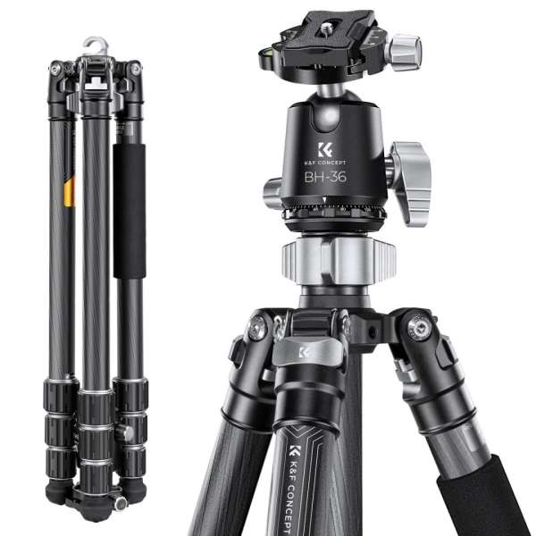K&F Concept Professional Camera Tripod Capacity 16KG/35.2lbs with 36mm Metal Ball