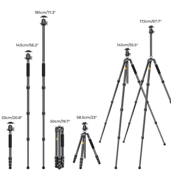 K&F Concept Professional Camera Tripod Capacity 16KG/35.2lbs with 36mm Metal Ball