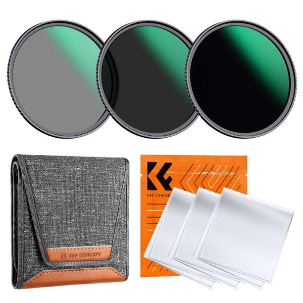 K&F Concept Professzionális ND szűrő szett 58mm (ND8+ND64+ND1000) + szűrőtartó tok + 3db törlőkendő