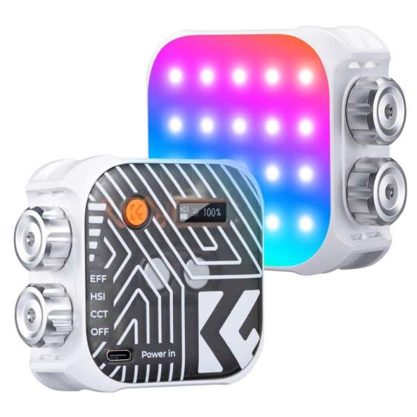 K&F Concept RGB LED lámpa, 2500-9900K, CRI 96+, 2000mAh, 21 fényeffekt, fehér