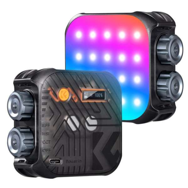 K&F Concept RGB LED lámpa, 2500-9900K, CRI 96+, 2000mAh, 21 fényeffekt, fekete