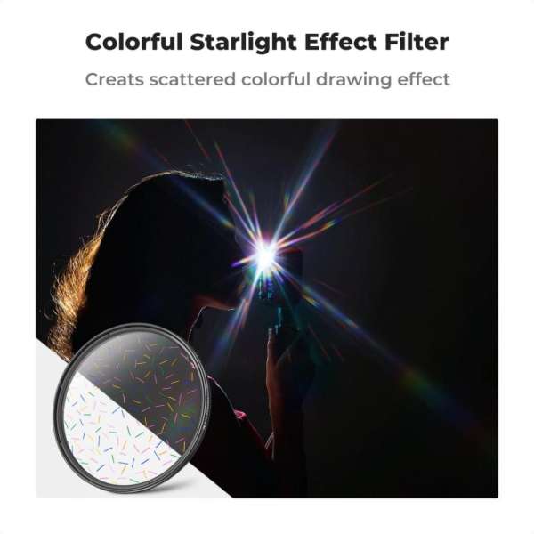 K&F Concept színes csillagszűrő, effekt szűrő, ultra vékony keret, 72mm, +3db törlőkendő