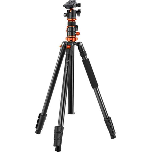K&F Concept T254A7+BH-28L állvány + monopod, elforgatható középoszloppal, fekete-narancs