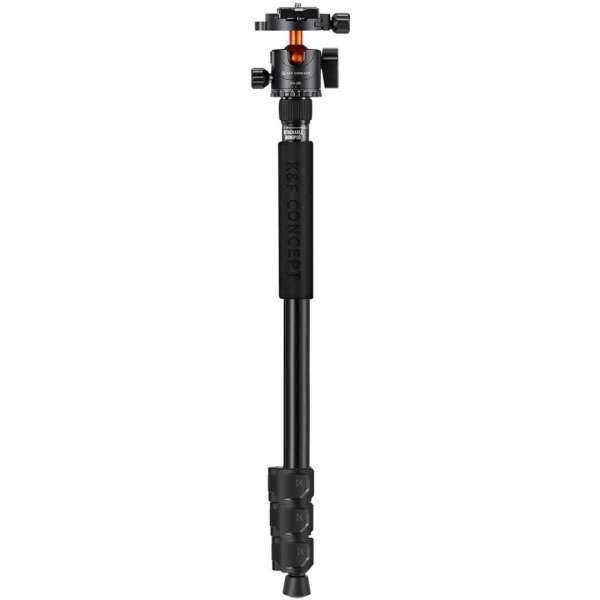 K&F Concept T254A7+BH-28L állvány + monopod, elforgatható középoszloppal, fekete-narancs