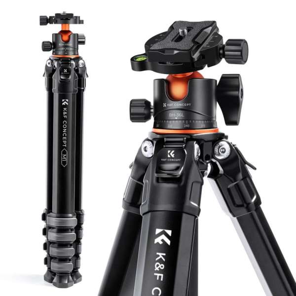 K&F Concept Traveller M1 kompakt utazó fényképező állvány, tripod gömbfejjel V1