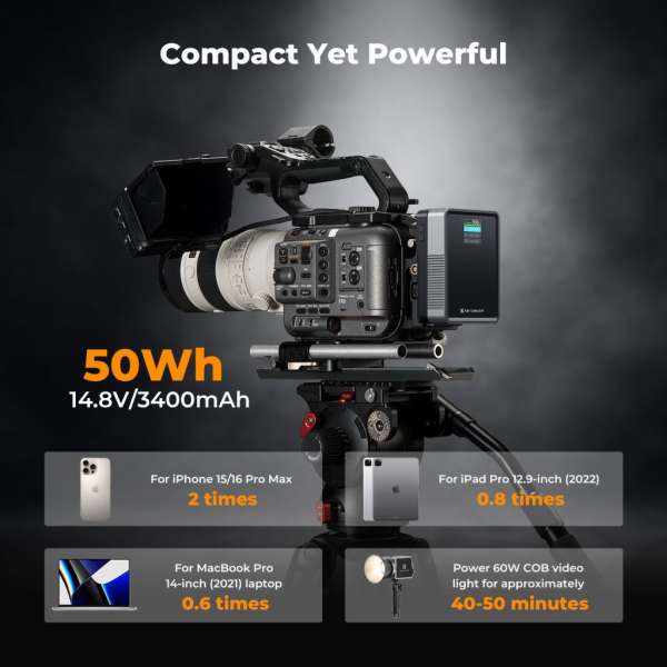 K&F Concept V-Mount Mini Pro 3400mAh Powerbank Black