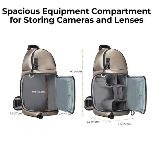 K&F Concept Waterproof Camera Shoulder Backpack 10L Golden