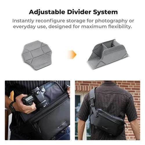 K&F Concept Waterproof Urban Wander Sling/Shoulder Camera Bag 10L Black