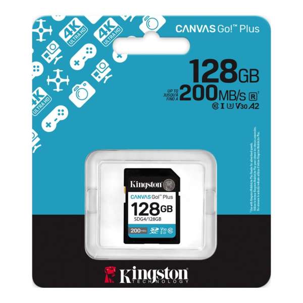 Kingston 128GB Canvas Go Plus Gen4 Class 10 UHS-I U3 V30