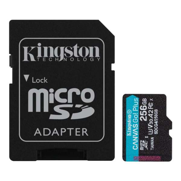 Kingston 256GB microSDXC Canvas Go Plus Gen4 Class 10 UHS-I U3 + adaper