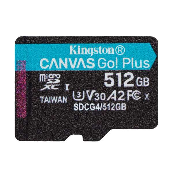 Kingston 512GB microSDXC Canvas Go Plus Gen4 200R Class10 U3 A2 adapter nélküli