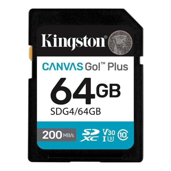Kingston 64GB Canvas Go Plus Gen4 Class 10 UHS-I U3 V30