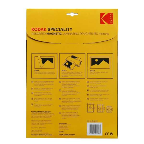 Kodak Mágneses lamináló fólia 10x15 cm 4db +13x18 cm 3db + A4 3db 150 micron