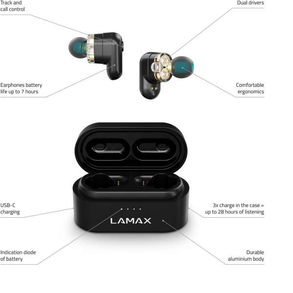 Lamax Duals1 TWS Bluetooth Headset Black