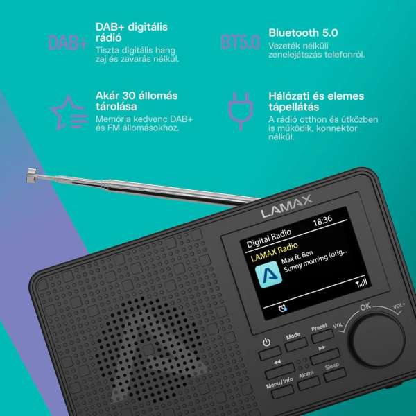 Lamax RadioVox1 DAB Bluetooth Radio Black