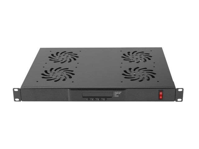 Lanberg 19" fan unit / ventilation panel with lcd 4 fans + thermostat 230V Black