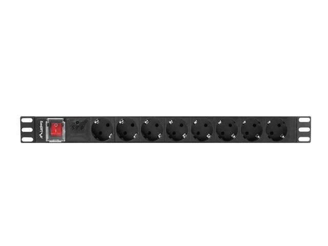 Lanberg 19" PDU/elosztósor 1U 16A 2m 8x Schuko aljzat