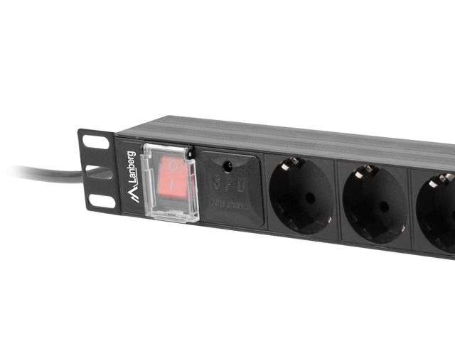 Lanberg 19" PDU/elosztósor 1U 16A 2m 8x Schuko aljzat