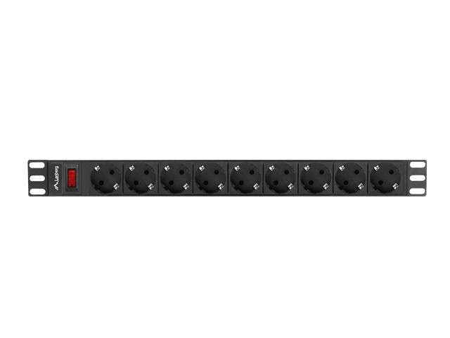 Lanberg 19" PDU/elosztósor 1U 16A 3m 9x Schuko aljzat