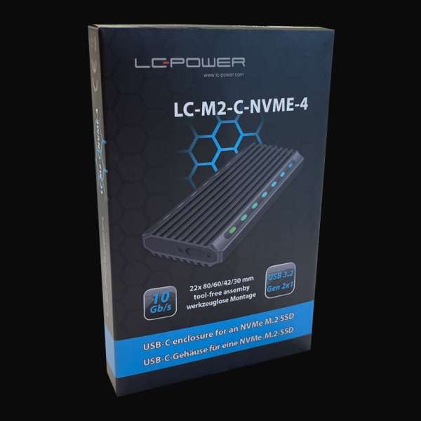 LC Power LC-M2-C-NVME-4 M.2 NVMe SSD Enclosure Black