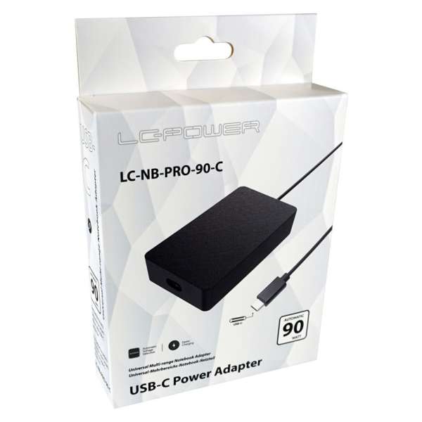 LC Power LC-NB-PRO-90-C 5-20V / 4,5A 90W Type-C univerzális hálózati notebook töltő
