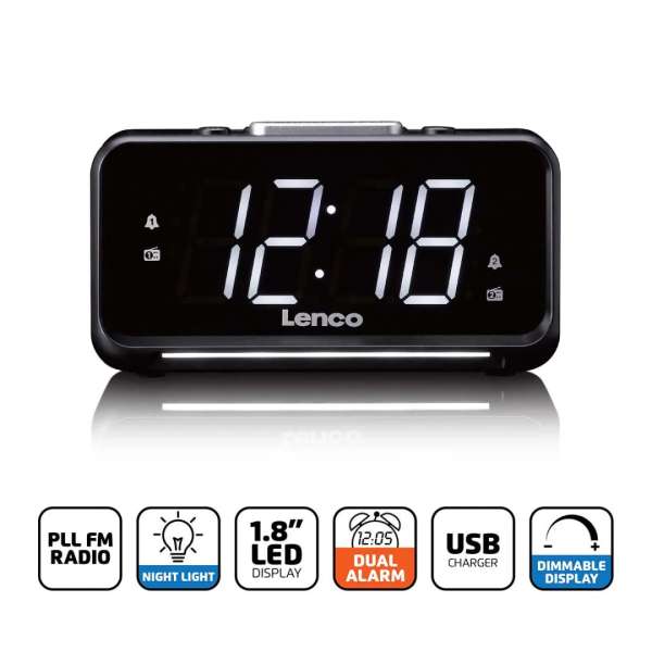Lenco CR-28BK Clock Radio Black