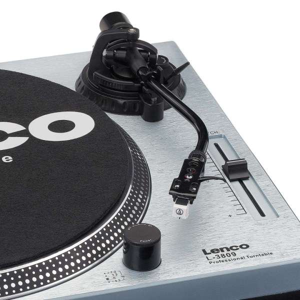 Lenco L-3809ME Direct drive Record Player with USB / PC Encoding Metallic Blue