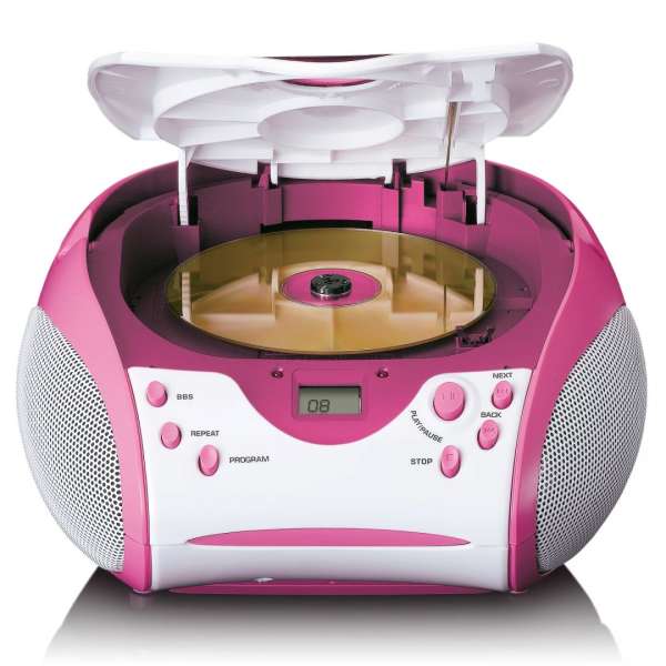 Lenco SCD-24PK Kids portable stereo FM radio with CD player Pink