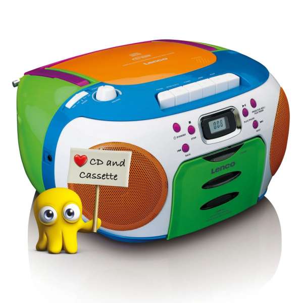 Lenco SCD-971 Portable FM radio CD/Cassette player Multi colour