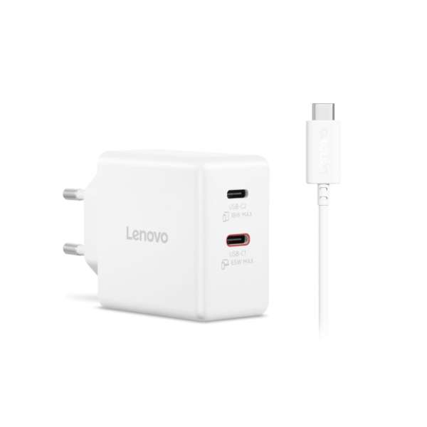 Lenovo Dual USB-C 65W GaN Charger White