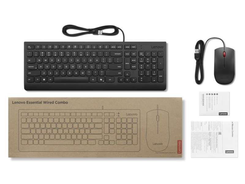 Lenovo Essential Wired Keyboard Combo Black UK