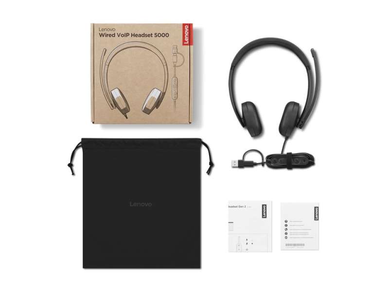 Lenovo Wired VOIP Teams Headset 5000 Black