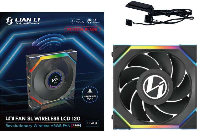 Lian Li UNI FAN SL Wireless LCD 120 Reverse Blade Black