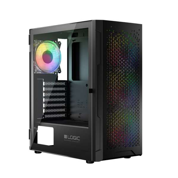 Logic Aramis ARGB Midi Tempered Glass Black