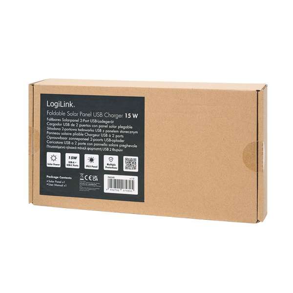 Logilink 15 W foldable solar panel Black