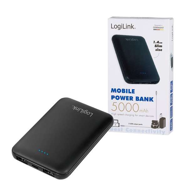 Logilink 2x USB-A 5000 mAh PowerBank Black