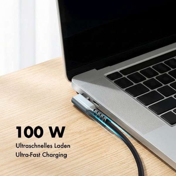 Logilink 3.2 Gen2 Type-C cable C/M 90° to C/M 100W 4K metal 1m Black