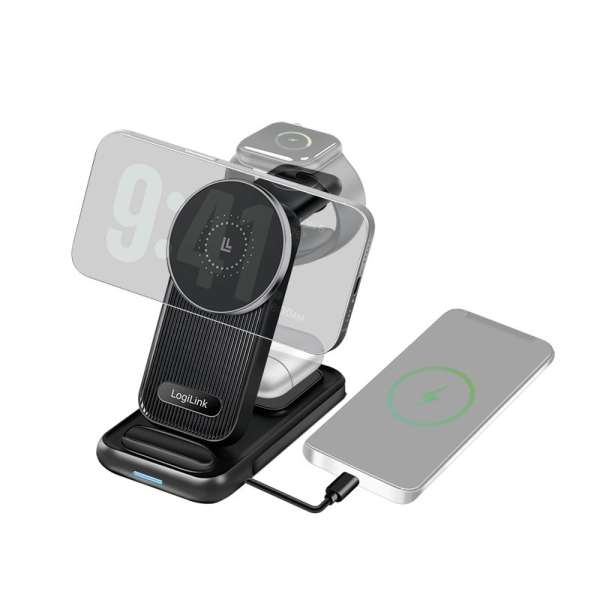 Logilink 4-in-1 charging station Apple MagSafe compatible 20,5W Black