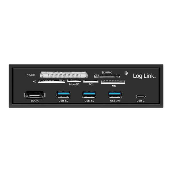 Logilink 5.25" multifunction front panel with 6-way card reader Black