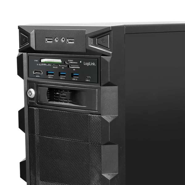Logilink 5.25" multifunction front panel with 6-way card reader Black