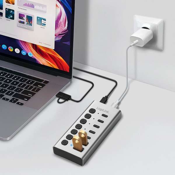 Logilink 7-portos USB3.2 HUB Aluminium